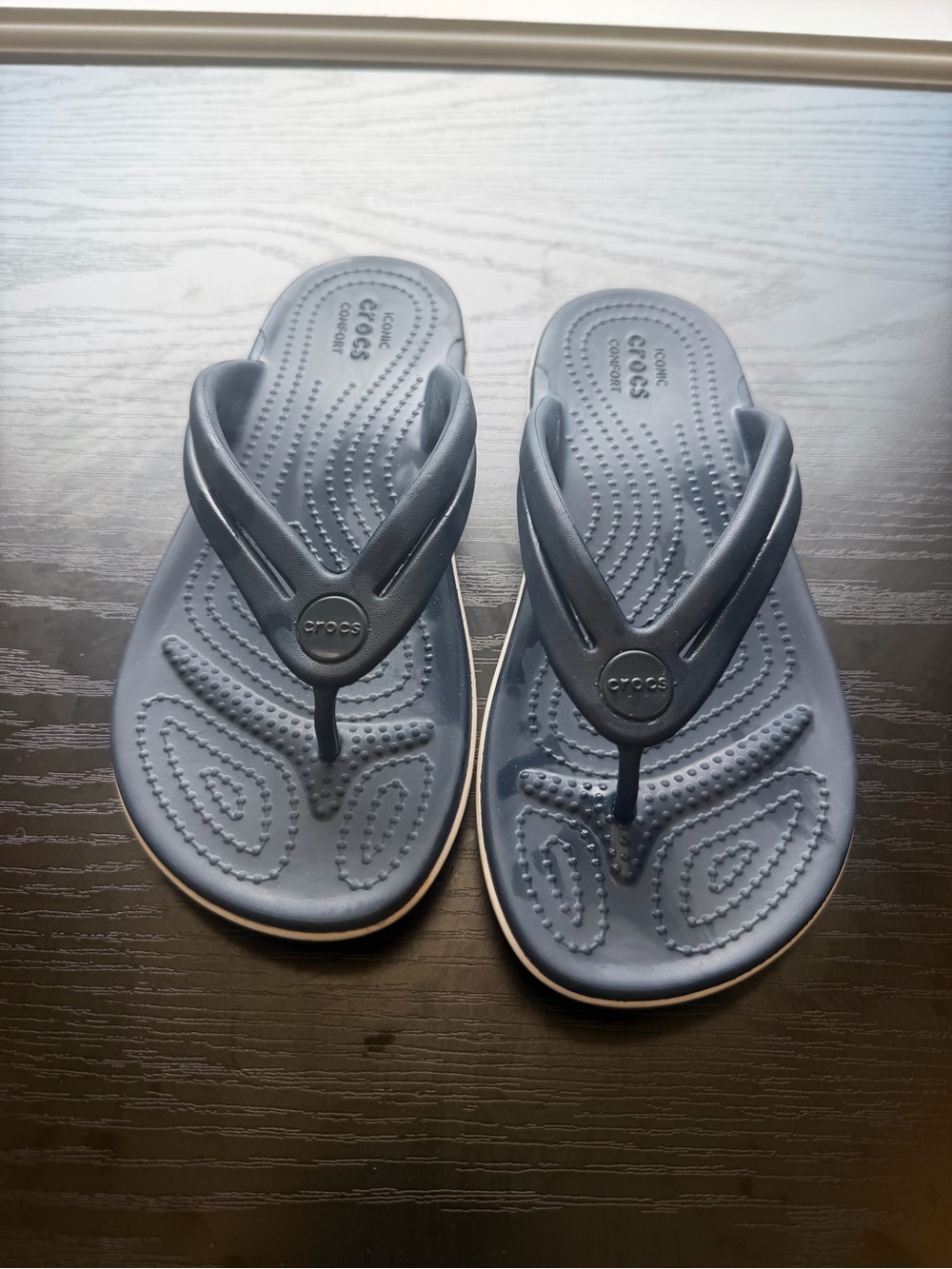 CROCS Iconic Comfort Slate Blue Thong Flip Flops Women’s Size 4